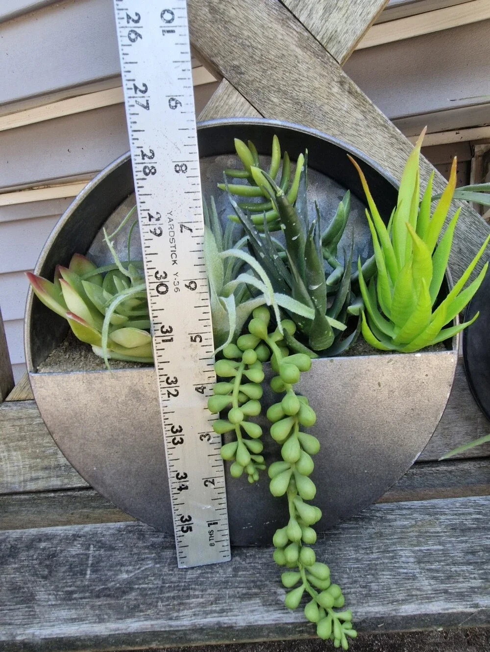 Hobby Lobby Set of 3 Metal Half Moon Wall Planters w/ Faux Succulents Home Decor